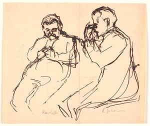 Schizzo di figure. Due uomini seduti: Aarsleff e P. Johansen da Viggo Johansen