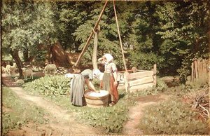 Ragazze giovani al pozzo