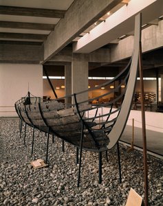 Nave vichinga (drakkar o Langskip) trovata nel fiordo di Roskilde, Danimarca, c.1030