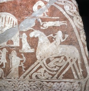 Wotan (Odino), sul suo cavallo a otto zampe Sleipnir - Rune vichinghe dall