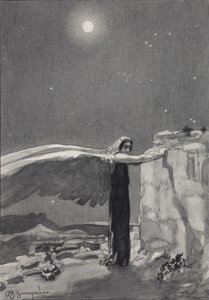 Illustrazione alla poesia Il Demone di Mikhail Lermontov da Viktor Dmitrievich Zamiraylo