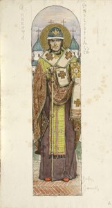 San Nikita, Vescovo di Novgorod (studio per affreschi nella Cattedrale di San Vladimiro di Kiev, 1884-1889) da Viktor Mikhaylovich Vasnetsov