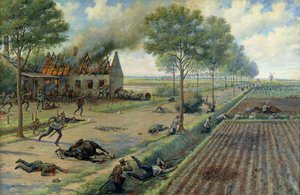 La Cavalleria Russa Combatte i Tedeschi in un Villaggio nel 1915, c.1915-16 da Viktor Viketyevich Masurovsky
