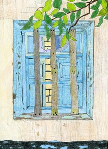 Finestra blu in stile rustico da Viktoriia Saunina