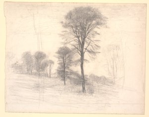 Paesaggio con alberi sparsi. "Ryet" presso il lago Farum da Vilhelm Hammershøi