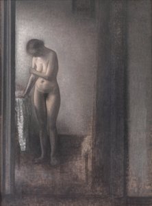 Nudo femminile in piedi da Vilhelm Hammershøi