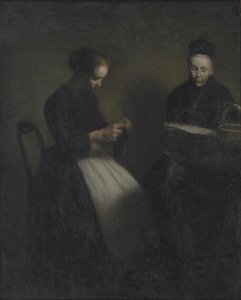 Sera nel salotto. La madre e la moglie dell