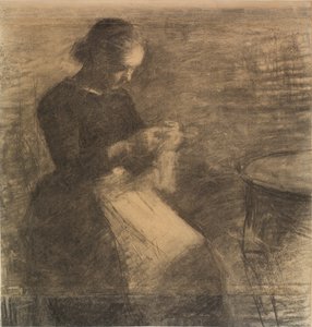 Ritratto di Ida Hammershøi con ricamo da Vilhelm Hammershøi