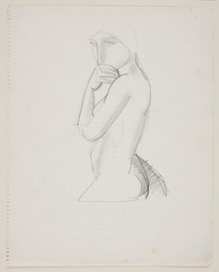Modella femminile, figura a 3/4, con la mano sulla bocca da Vilhelm Lundstrøm