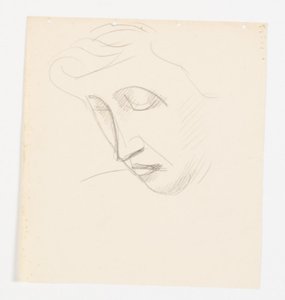 Ritratto di donna in tre quarti di profilo, piegata a sinistra da Vilhelm Lundstrøm