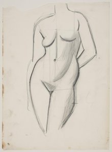 Modello femminile in piedi con la mano sinistra dietro la schiena da Vilhelm Lundstrøm
