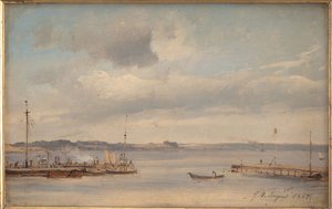 Un porto di barche. Humlebæk, Zelanda da Vilhelm Petersen