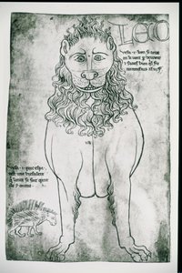 Leone e porcospino (facsimile) da Villard de Honnecourt