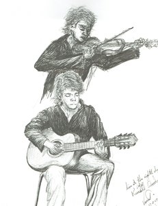 Il chitarrista e il violinista al 8th Day Cafe Manchester, 2007 da Vincent Alexander Booth