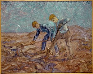 Due contadini che scavano dopo il miglio da Vincent van Gogh