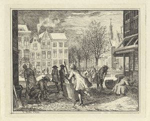 Uomini che lavorano in una strada da Vincent Laurensz. van der Vinne (II)