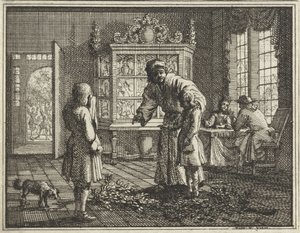 Padre rimprovera i suoi figli da Vincent Laurensz. van der Vinne (II)