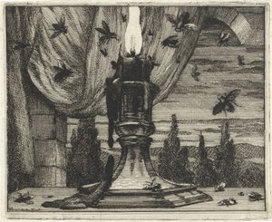 Mosche attratte dalla luce di una candela da Vincent Laurensz. van der Vinne (II)