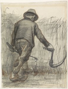 Mietitore con cappello, visto da dietro