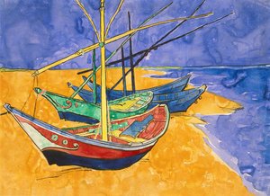 Barche da pesca sulla spiaggia a Saintes-Maries-de-la-Mer da Vincent van Gogh