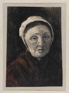 Testa di una vecchia donna con cappello di Scheveninger, 1882-83