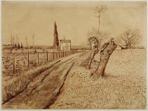 Paesaggio con strada e salici da Vincent van Gogh