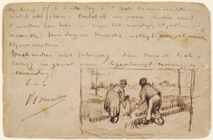 Cartolina con Due Contadini che Scavano, 1885 da Vincent van Gogh