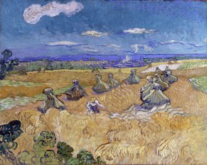 Campo di grano con covoni e mietitrice da Vincent van Gogh