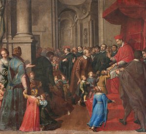 Milano, Chiesa di San Francesco da Paola, Fratelli Campi, San Carlo istituisce la scuola di dottrina cristiana da Vincenzo and Campi Antonio Campi
