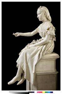 Ritratto della Marchesa Virginia Busti Porro da giovane o giovane donna che offre un fiore da Vincenzo Vela