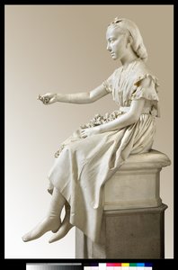 Ritratto della Marchesa Virginia Busti Porro da giovane o giovane donna che offre un fiore da Vincenzo Vela