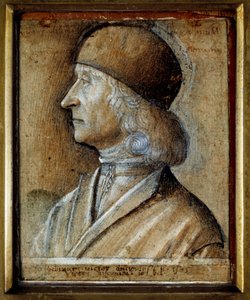 Ritratto di Giovanni Bellini detto il Giambellino (1430-1516), pittore veneziano del Rinascimento. Disegno di Vittore di Matteo Belliniano (v.1485-1529) da Vittore Belliniano