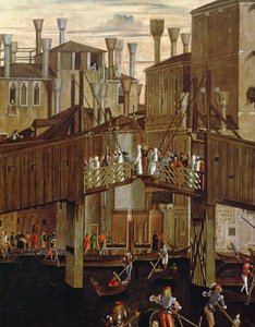 Il Miracolo della Reliquia della Santa Croce (dettaglio del vecchio Ponte di Rialto)
