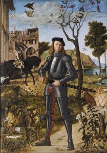 Giovane cavaliere in un paesaggio (noto anche come Ritratto di un cavaliere) da Vittore Carpaccio