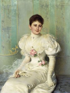 Ritratto di una Signora, seduta a tre quarti, con un Abito Bianco da Vittorio Matteo Corcos