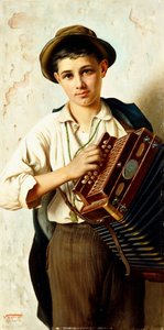 Un giovane suonatore di fisarmonica