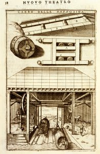 Meccanismo idraulico a cavallo per spostare merci tra terra e acqua, 1607 da Vittorio Zonca