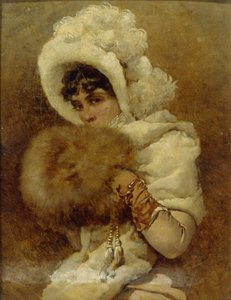 Ragazza con un manicotto, 1884 da Vladimir Egorovic Makovsky