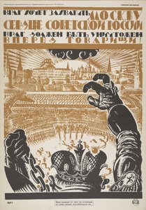 Il nemico vuole catturare Mosca, il cuore della Russia sovietica. Il nemico deve essere distrutto, 1919 da Vladimir Ivanovich Fidman