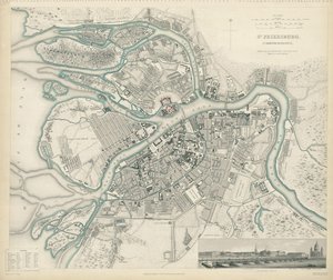 Mappa di Pietroburgo, 1834 da W.B. Clarke