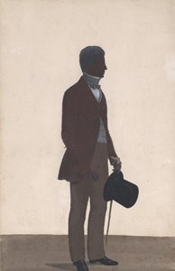 Un giovane uomo, in piedi, silhouette a figura intera, profilo a destra, 1850 da WH Beaumont