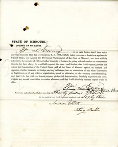 Giuramento di fedeltà di Wm. L. Ewing del Missouri, Contea di St. Louis da W.L. Ewing