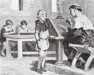 Il giovane Cuthbert a scuola
