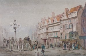 Vista a Est lungo il Lato Sud di Holborn e Stable Inn, Londra, 1860 da W Allen