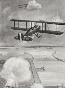 Squadron-Leader Richard Davies e Flight-Lieutenant Richard Peirse che sganciano bombe sulla stazione sottomarina di Zeebrugge sotto pesante fuoco, 23 gennaio 1915 da W. Avis