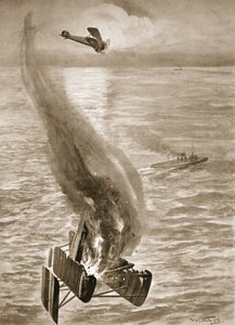 La distruzione di un idrovolante tedesco da parte del tenente di volo Ince al largo della costa belga da W. Avis