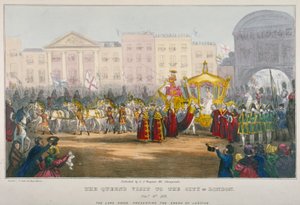 Veduta di Temple Bar durante la visita della Regina Vittoria alla Città di Londra nel 1837