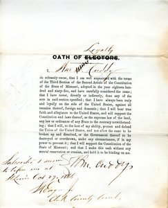 Giuramento di fedeltà di Wm. Cuddy del Missouri, Contea di St. Louis da W. Cuddy