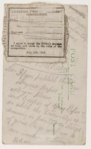 Cartolina al redattore del Liverpool Weekly Courier, 14 agosto 1918