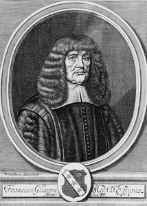 Ritratto di Francis Glisson (1597-1677), fisico, anatomista e medico britannico, incisione da John Ward Dunsmore